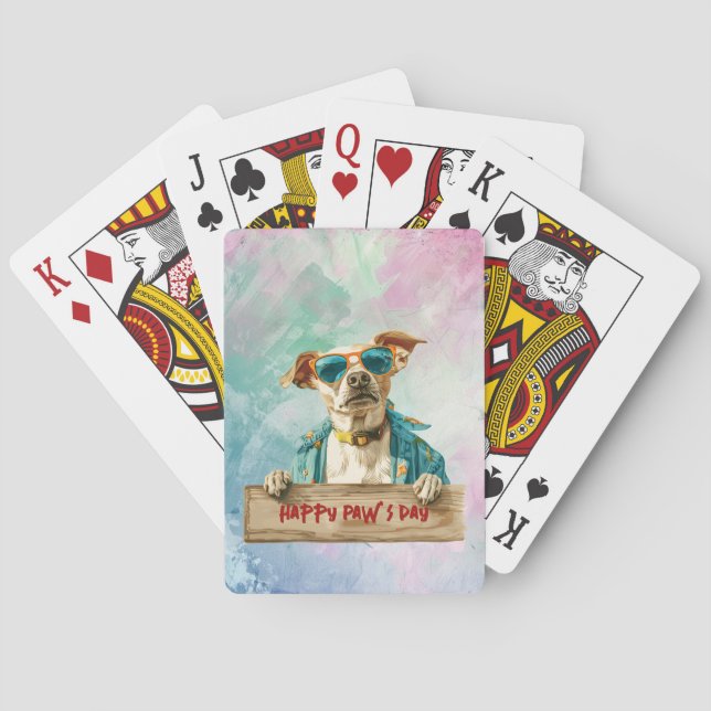 Jeu De Cartes Lunettes de soleil de chien cool Joyeux Paw's Day (dos)