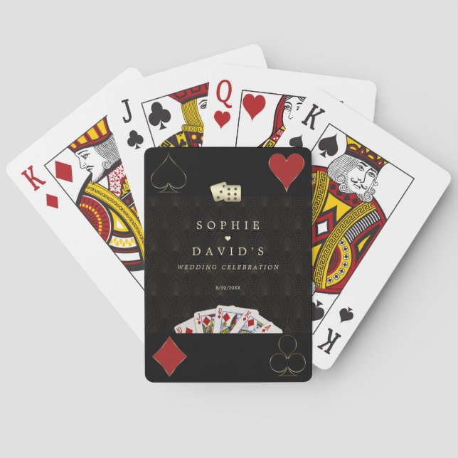 Jeu De Cartes Luxe Art Déco Vegas Casino Royale Mariage (dos)