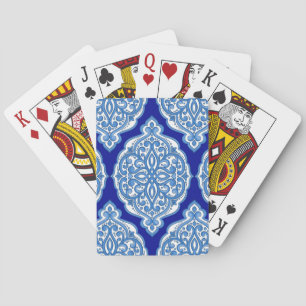 Jeu De Cartes Luxe blanc-bleu, ornement turc.