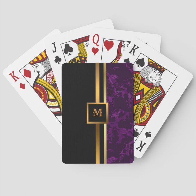 Jeu De Cartes Luxe Elégant Marbre Noir Or Moderne (dos)