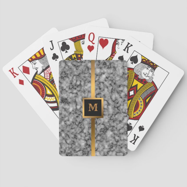 Jeu De Cartes Luxe Elégant Marbre Noir Or Moderne (dos)