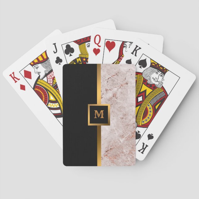 Jeu De Cartes Luxe Elégant Marbre Noir Or Moderne (dos)