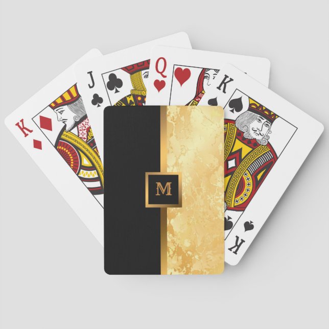 Jeu De Cartes Luxe Elégant Marbre Noir Or Moderne (dos)