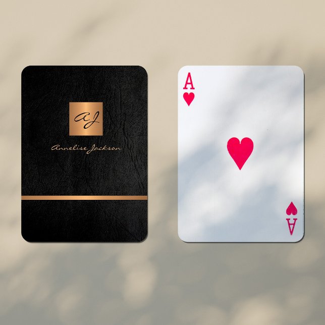 Jeu De Cartes Luxe élégant noir et or monogrammed moderne (Créateur téléchargé)