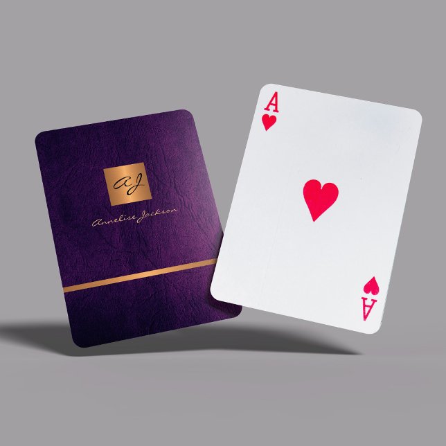 Jeu De Cartes Luxe élégant violet et or monogrammed moderne (Créateur téléchargé)
