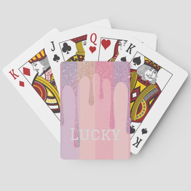 Jeu De Cartes Luxe Lucky Gold Glitter Pastel Card Deck (dos)
