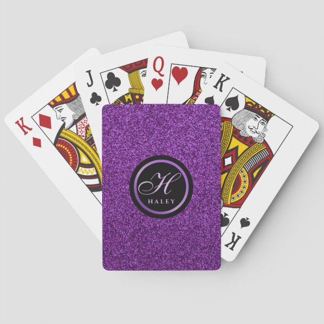 Jeu De Cartes Luxe Violet Épercées Parties scintillant Monogramm (dos)