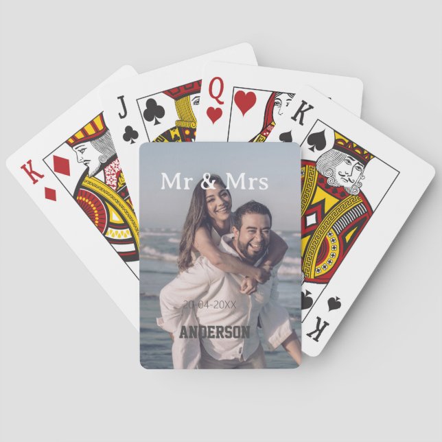 Jeu De Cartes M & Mme ajout nom de famille photo date mariage fa (dos)