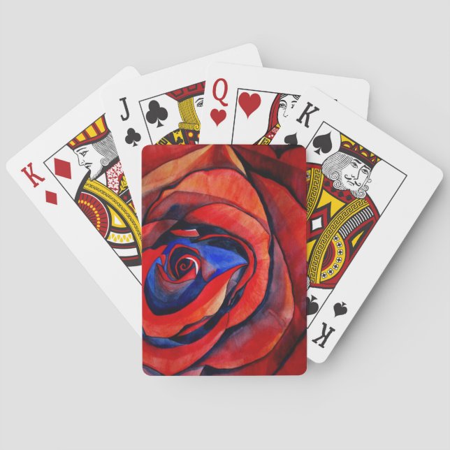 Jeu De Cartes Macro rouge rose abstraite peinture d'art (dos)