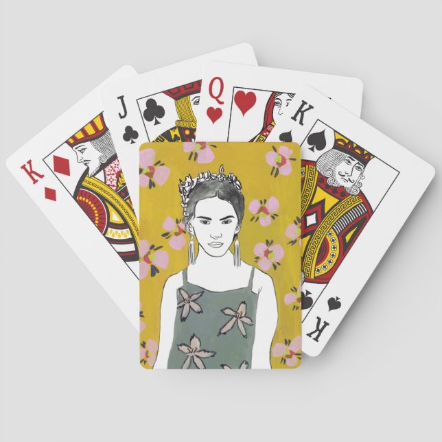 Jeu De Cartes Madame rose de fleur - jaune (dos)
