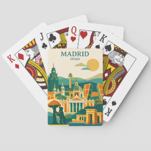 Jeu De Cartes Madrid Espagne Ciel de la Ville - Minimaliste Rétr