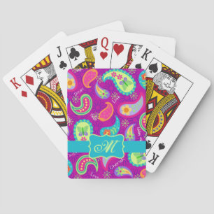 Jeu De Cartes Magenta Purple Turquoise moderne Motif Paisley