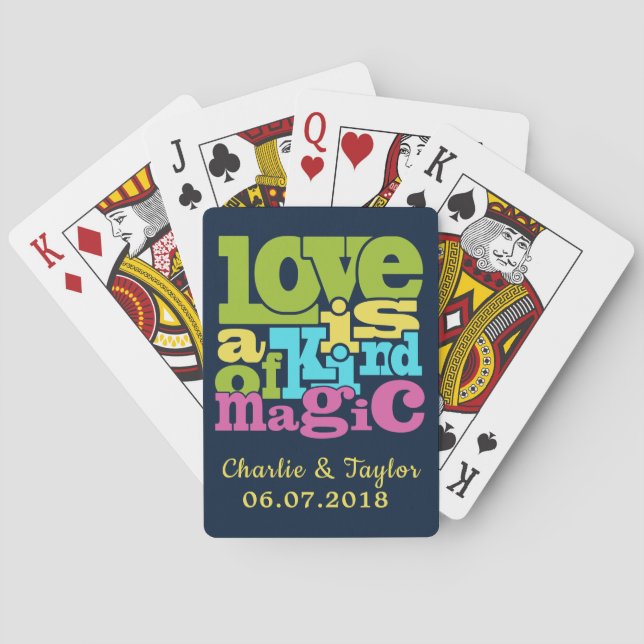 Jeu De Cartes Magic Love noms personnalisés & date lecture de ca (dos)