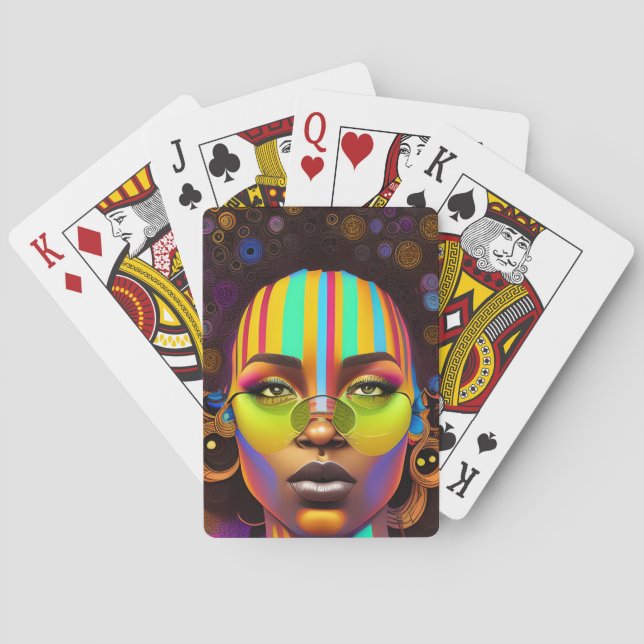 Jeu De Cartes Magie de fille noire, femme melaneuse, pastel rain (dos)