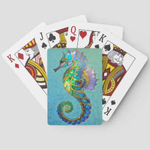 Jeu De Cartes Magique Cheval de mer doré Jouer des cartes