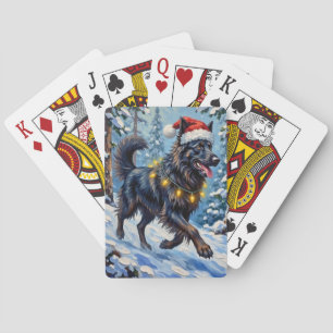 Jeu De Cartes Magnifique Berger Belge Forêt de Neige Noël