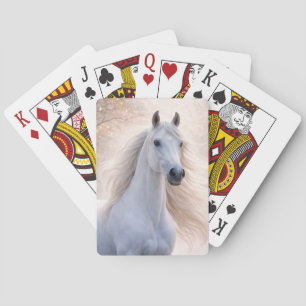 Jeu De Cartes Magnifique Cheval Blanc Crinière Flottante