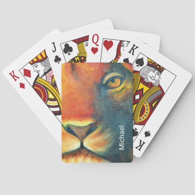 Jeu De Cartes Magnifique Lion Head Portrait Regal et Fière (dos)