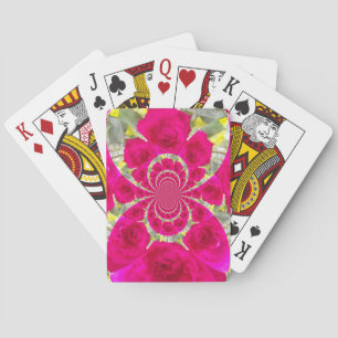 Jeu De Cartes Magnifique Motif Kaléidoscope de Roses Rouges Épou