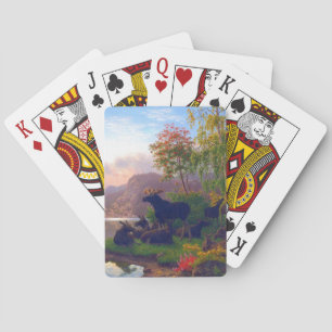 Jeu De Cartes Magnifique orignal dans un camp de paysage suédois