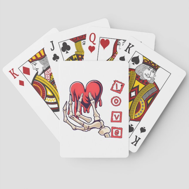 Jeu De Cartes Main de squelette symbolique de l'amour offrant un (dos)