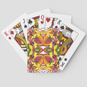 Jeu De Cartes Main Dessinée : Élégance Ornementale Florale.