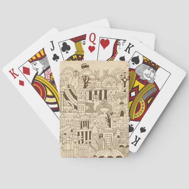 Jeu De Cartes Main Londres tirée sur vieux papier (dos)