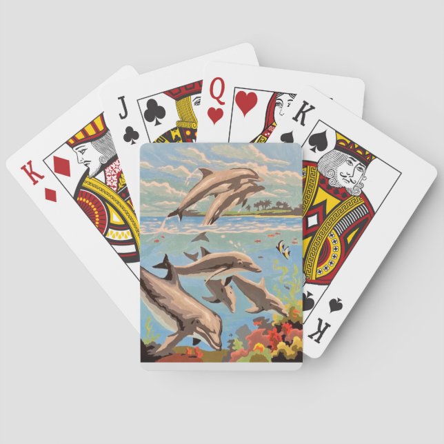 Jeu De Cartes Main Painted by Number | Dolphins | (dos)