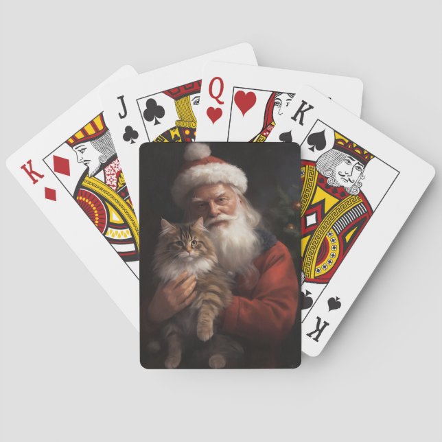 Jeu De Cartes Maine Coon avec Noël Festif du Père Noël (dos)