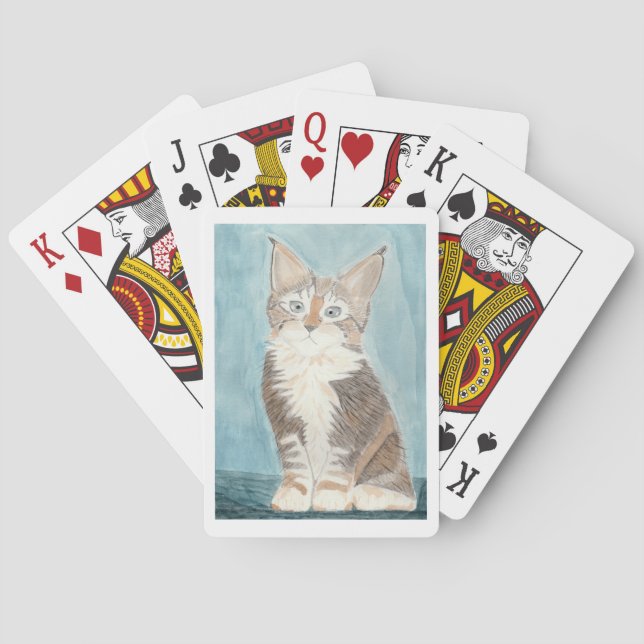 Jeu De Cartes Maine Coon Kitten Peinture d'aquarelle originale (dos)