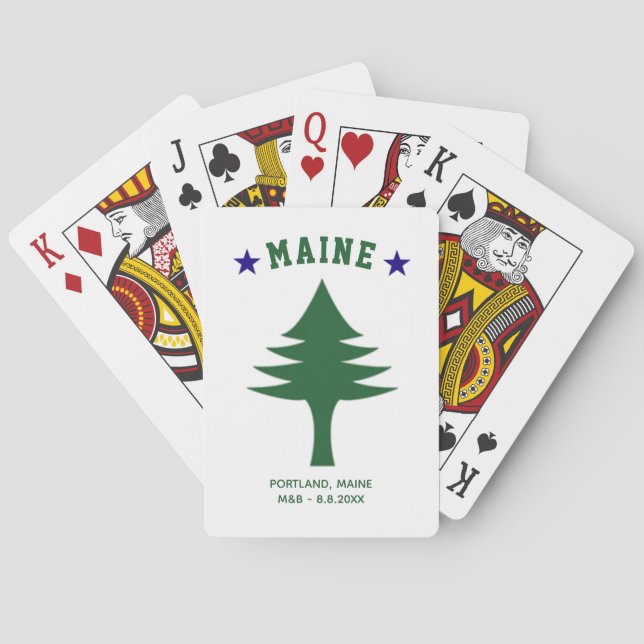 Jeu De Cartes Maine Flag Tree Star Wedding Favor Custom Text (dos)