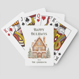 Jeu De Cartes Maison aquarelle personnalisée Joyeuses Fêtes