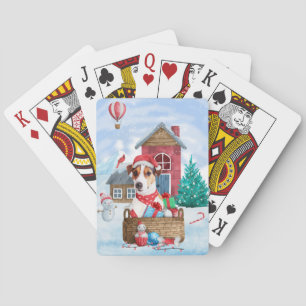 Jeu De Cartes Maison de Noël pour chien Jack Russell dans la nei
