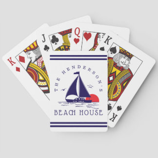 Jeu De Cartes Maison de plage Bateau nautique Coucher de soleil 