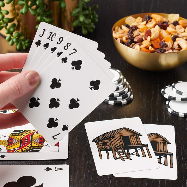 Jeu De Cartes Maison sur pilotis Hutte traditionnelle à toit de  (Créateur téléchargé)