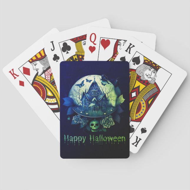 Jeu De Cartes Maison verte violette gothique Hauny Halloween heu (dos)