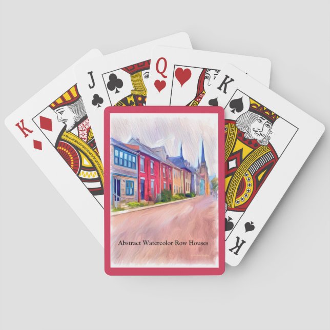 Jeu De Cartes Maisons Abstraites de rangées d'aquarelle (dos)