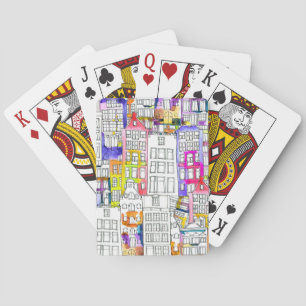 Jeu De Cartes Maisons d'Amsterdam : Aquarelle Motif sans couture