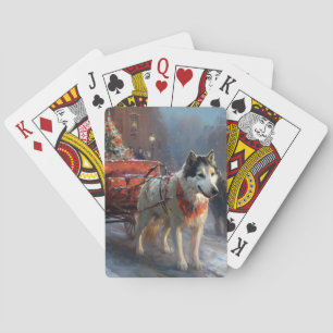 Jeu De Cartes Malamute d'Alaska Saison de Noël festive