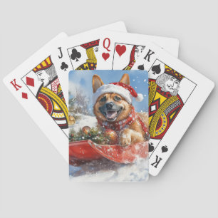 Jeu De Cartes Malinois belge en Traîneau Laissez tomber la neige