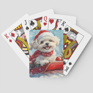 Jeu De Cartes Malti Tzu Chien en Traîneau Qu'il neige Noël