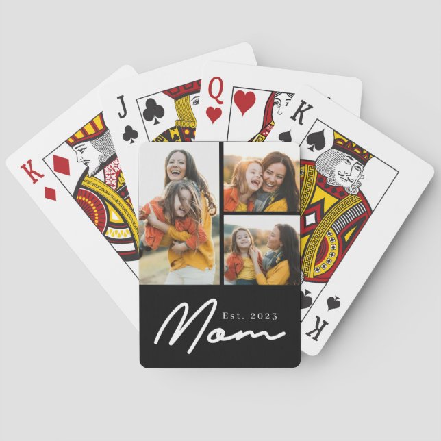 Jeu De Cartes Maman a établi un script gras moderne noir 3 Photo (dos)