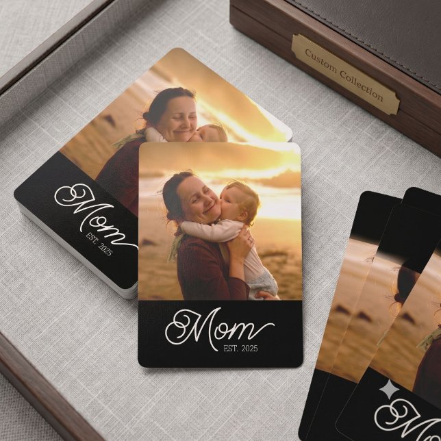 Jeu De Cartes Maman a établi un script noir photo moderne (Créateur téléchargé)