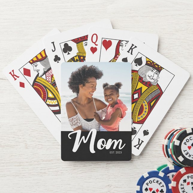 Jeu De Cartes Maman a établi un script photo noir (Mom Established Script Black Photo Poker Cards )