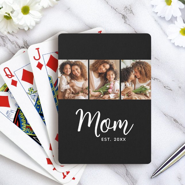 Jeu De Cartes Maman Date de Création Écriture Blanche sur Fond N (Créateur téléchargé)