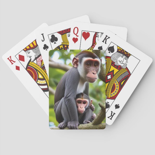 Jeu De Cartes Maman et bébé singes sur un arbre (dos)