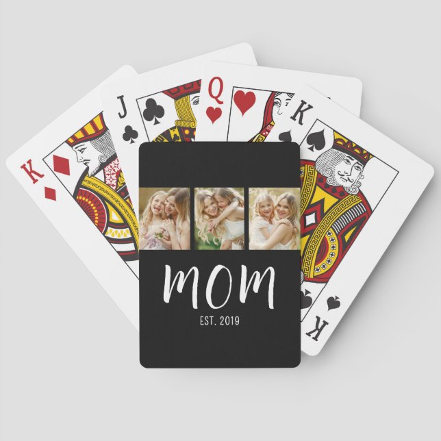 Jeu De Cartes Maman Noir Blanc Script Élégant 3 Photo (dos)