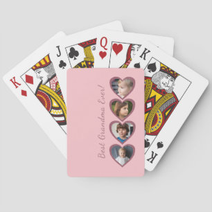 Jeu De Cartes Mamie coeurs roses photo collage des petits-enfant