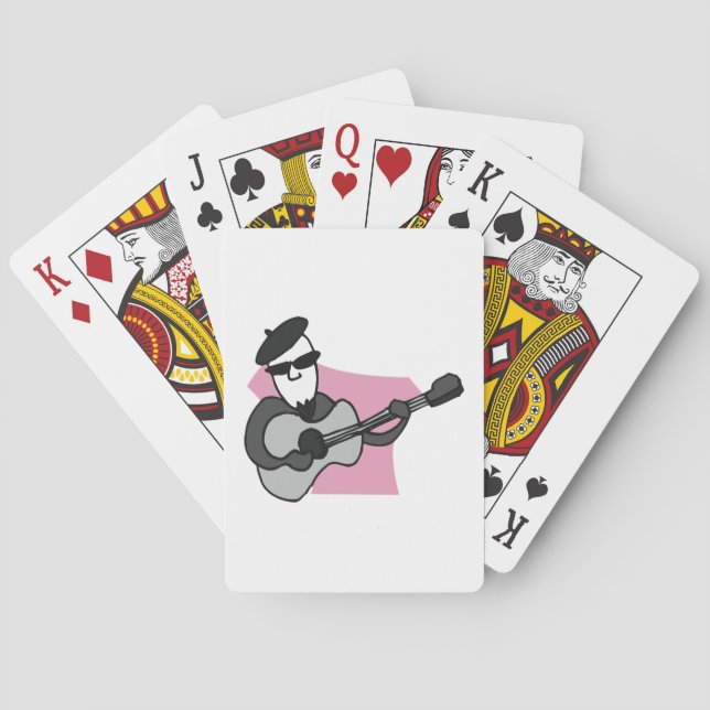 Jeu De Cartes Man Wearing Beret Playing Acoustic Guitar (dos)