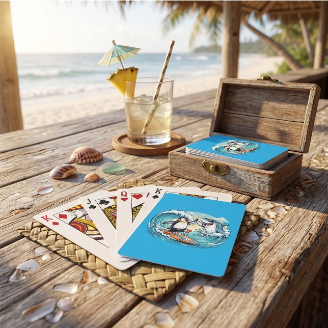 Jeu De Cartes Manchot surfeur et requin high five (Créateur téléchargé)
